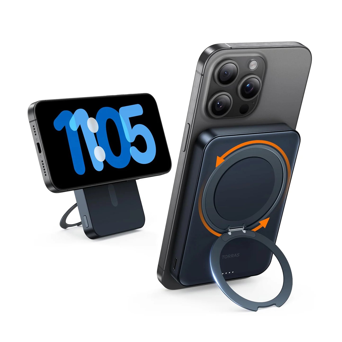 Torras Ostand Wireless Power Bank with 360° Stand - Black