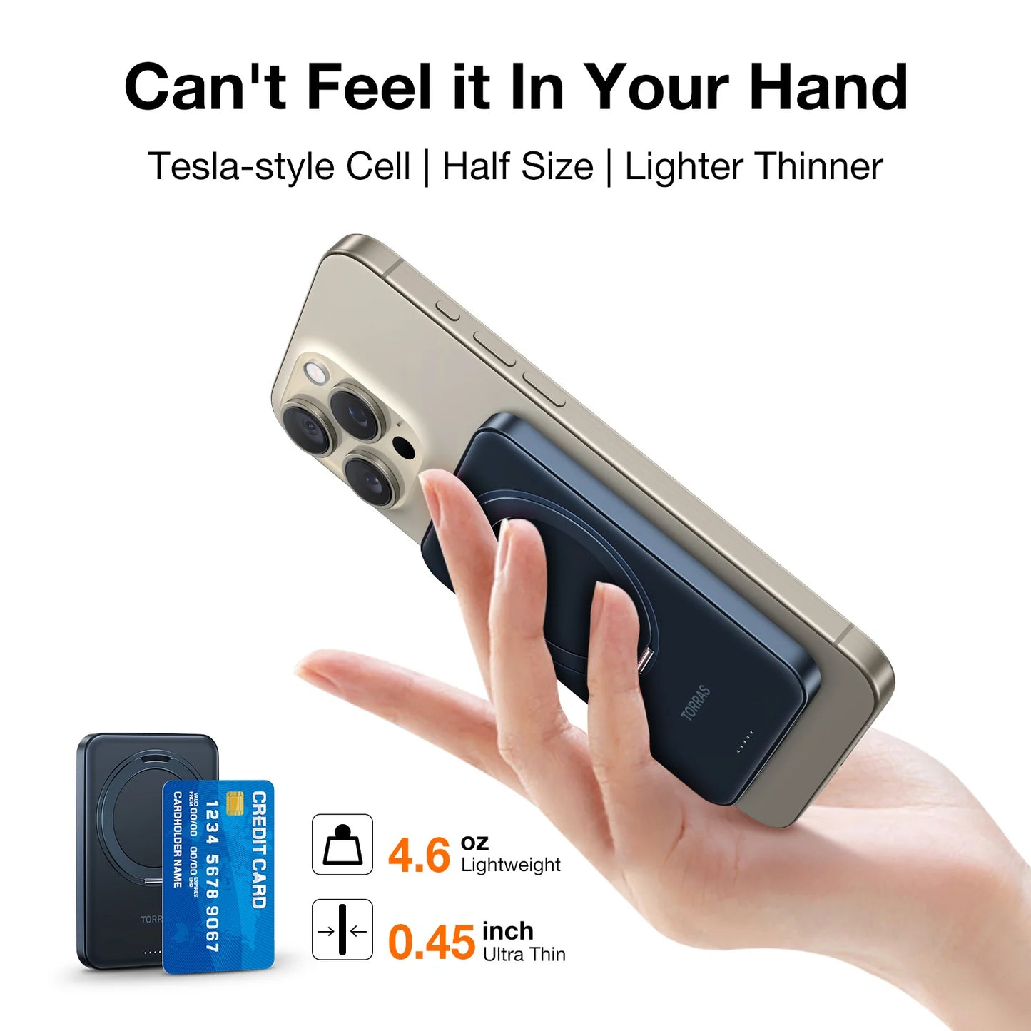 Torras Ostand Wireless Power Bank with 360° Stand - Black