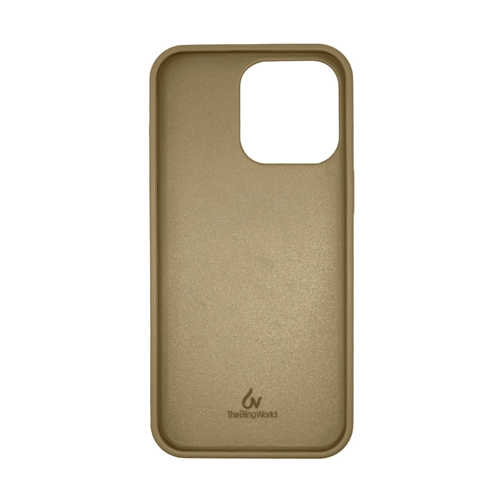 Crystal Studded Phone Case for iPhone 15 pro Max -Gold