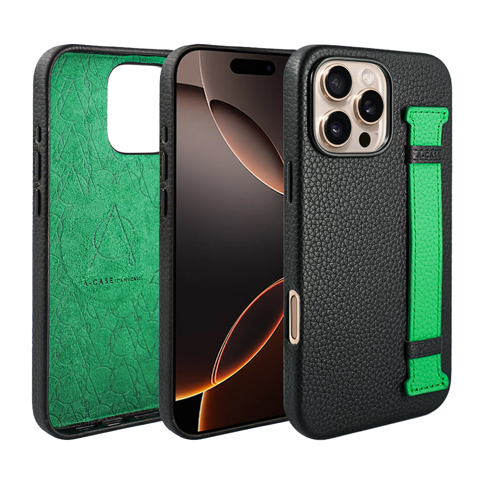 Amur Pro Leather Case For iPhone 16 Series-Orange/Black