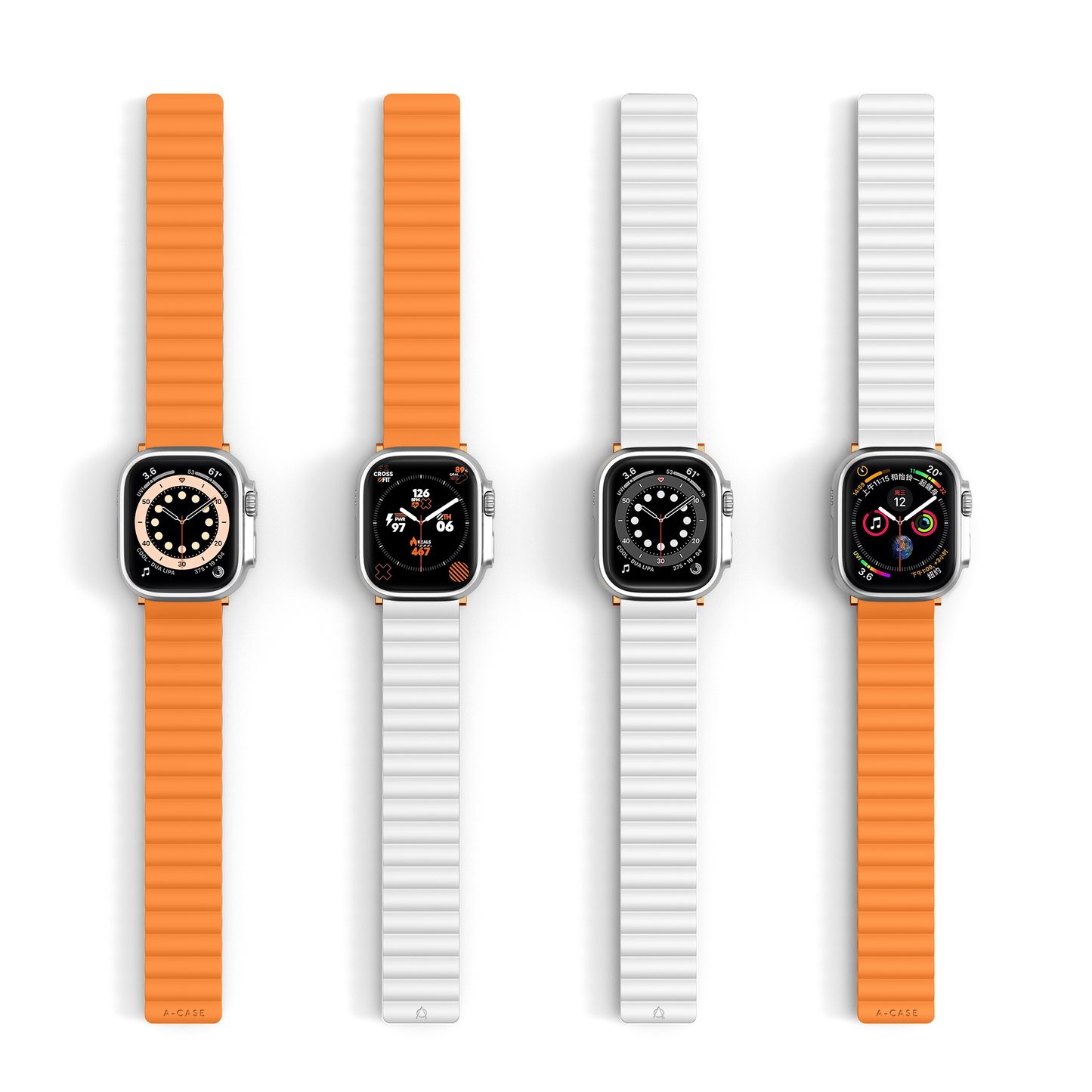 Invix Apple Watch Silicone Magnetic Band - Orange/White