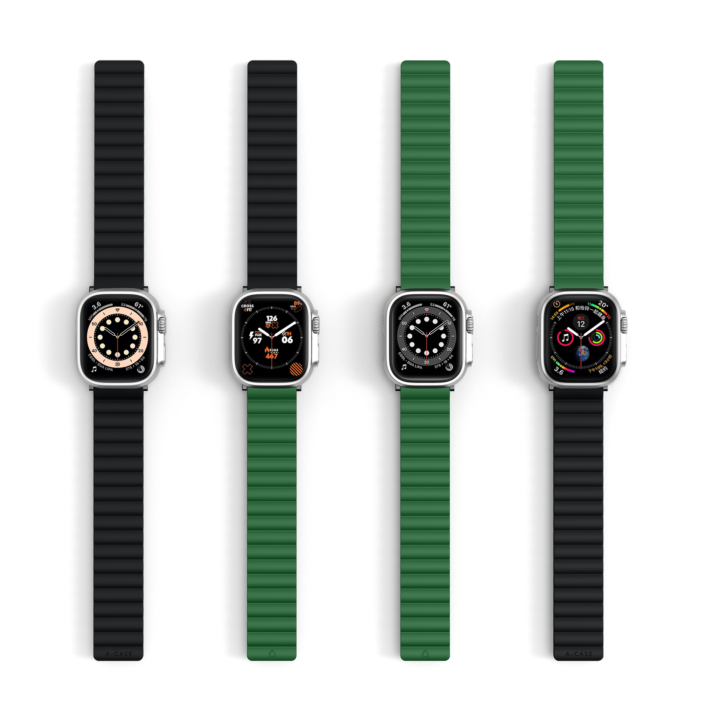 Invix Apple Watch Silicone Magnetic Band - Black/Green