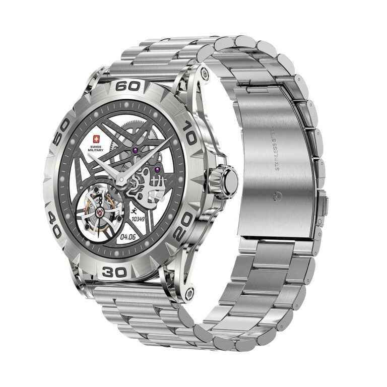 Dom 2 Silver Frame Silver Metal Strap Smart Watch