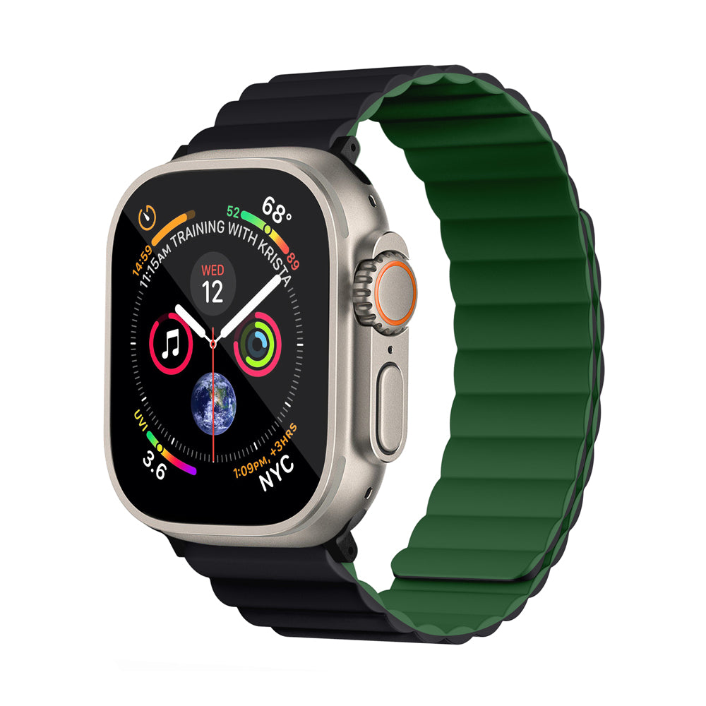 Invix Apple Watch Silicone Magnetic Band - Black/Green