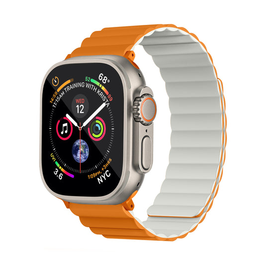 Invix Apple Watch Silicone Magnetic Band - Orange/White