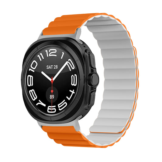 Invix Samsung Galaxy Watch Ultra Silicone Magnetic Band - Orange/White