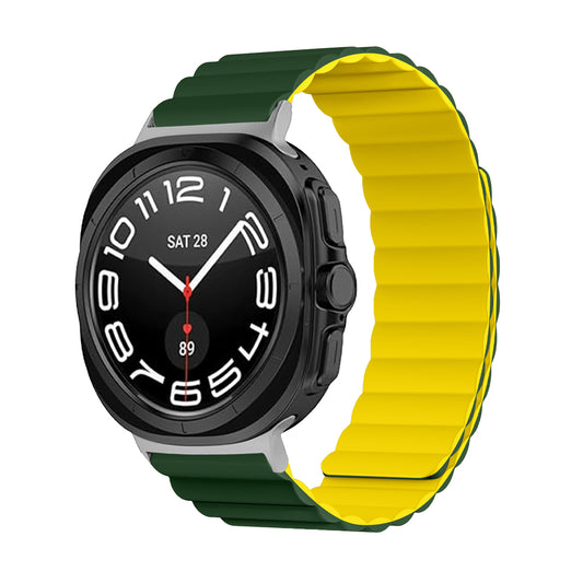 Invix Samsung Galaxy Watch Ultra Silicone Magnetic Band - Green/Yellow