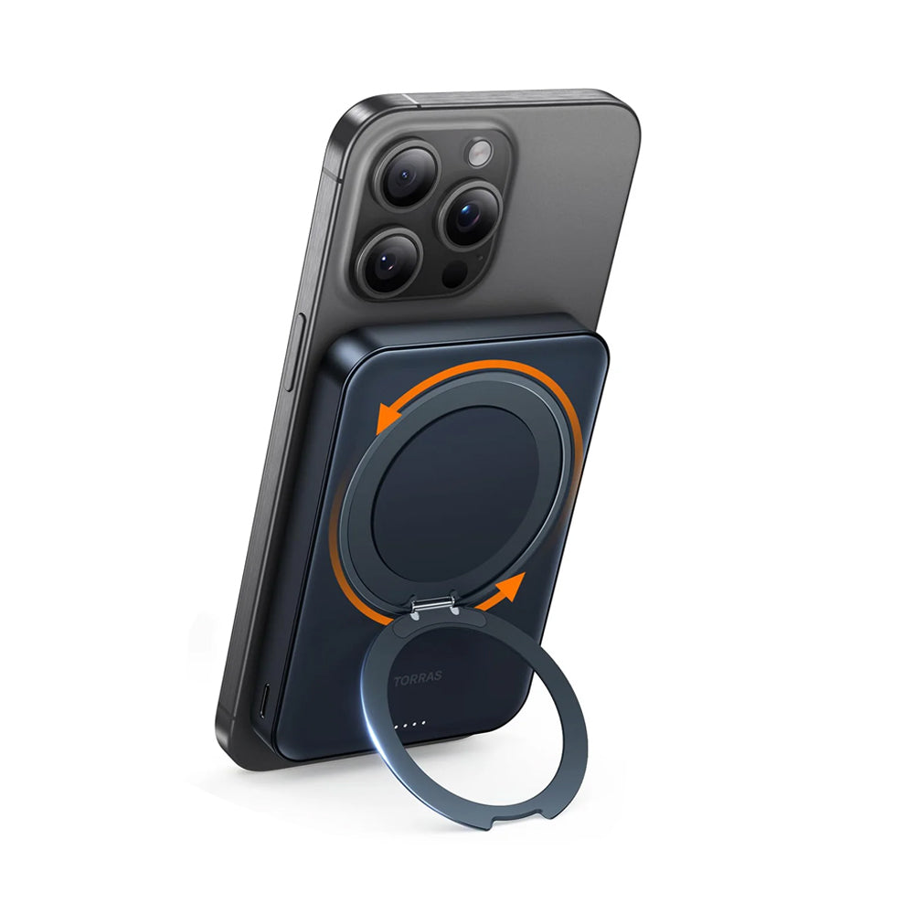 Torras Ostand Wireless Power Bank with 360° Stand - Black