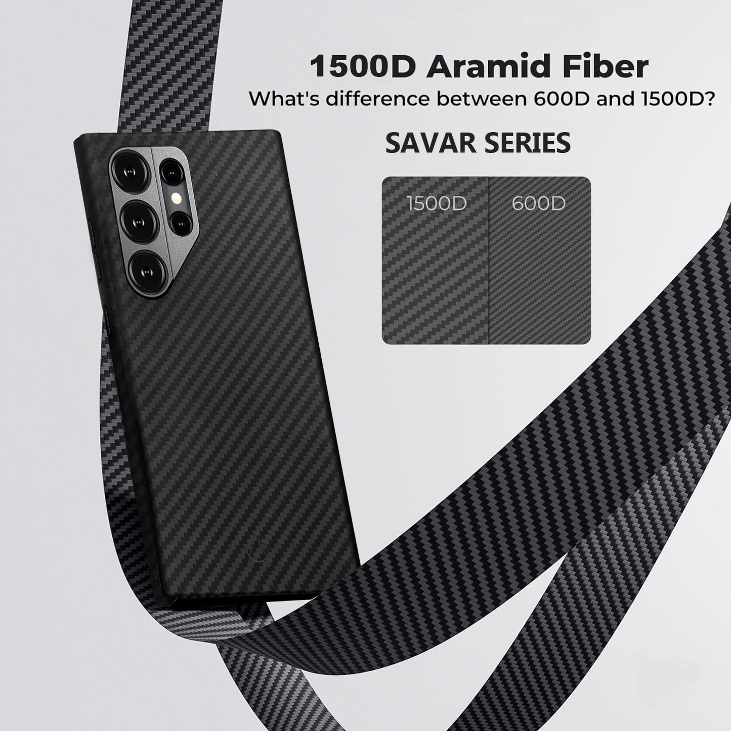 Savar carbon Fiber Case for S24 Ultra 1500D - Black