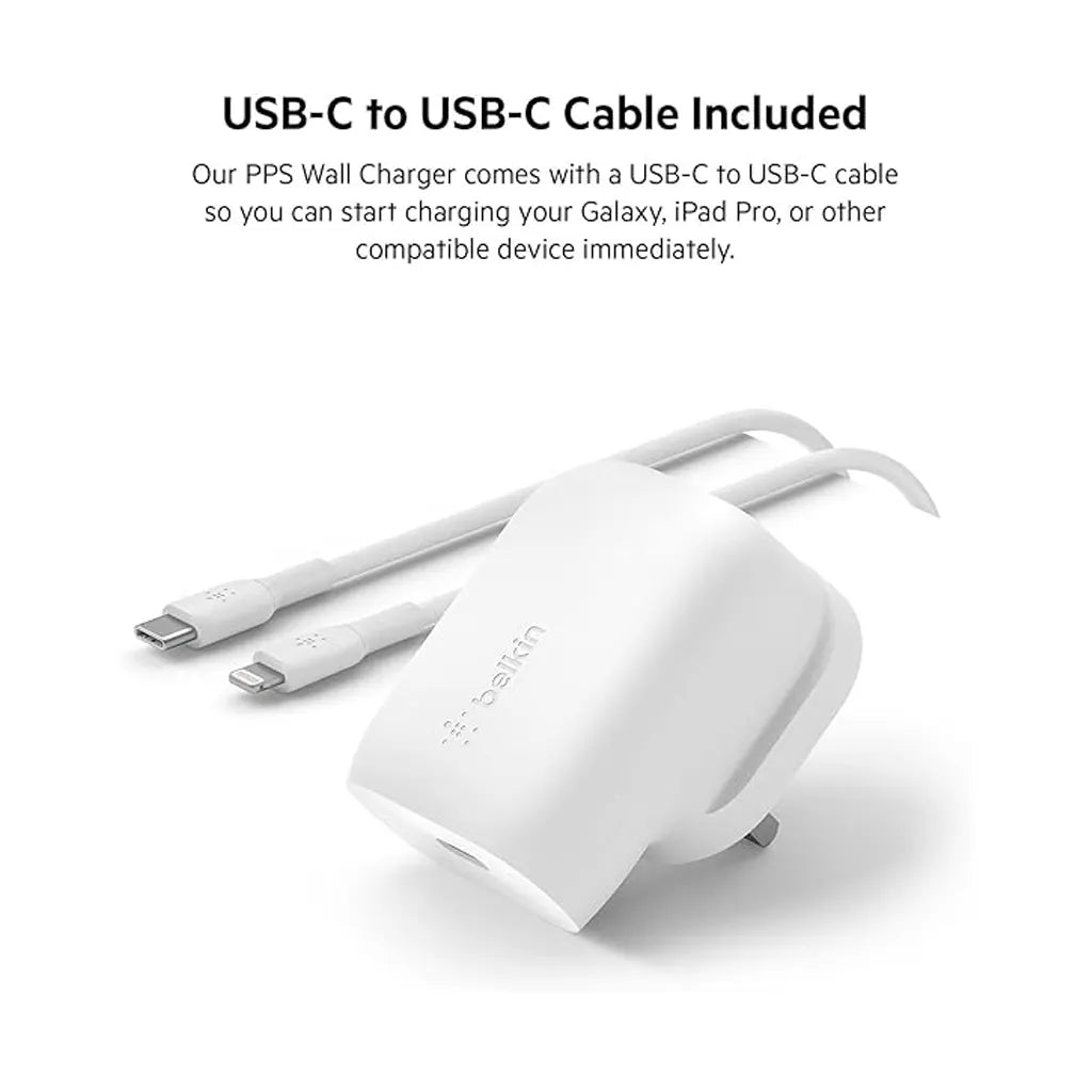 Belkin 30W USB C wall charger with PPS, Power Delivery