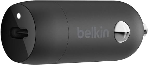 Belkin USB-C Fast Car Charger 20W-Black with 4Ft USB-C to Lightning Cable