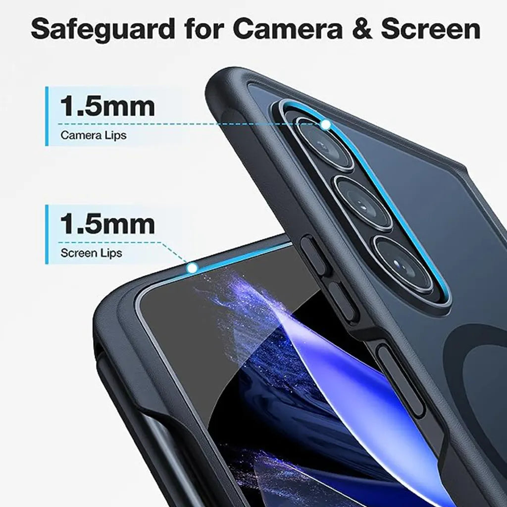 Magnetic Shockproof Designed for Samsung Galaxy Z Fold 5 Case with Pen Holder -Black