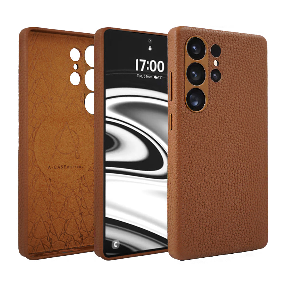 A-Case Amur Genuine Leather Case for Galaxy S25 Ultra - Brown