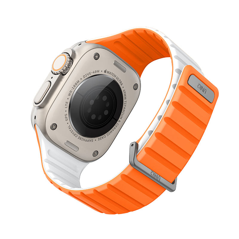 Uniq Revix Evo Reversible Magnetic Apple Watch Strap 49/45/44/42MM – Amber Orange / White