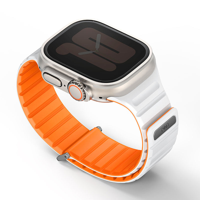 Uniq Revix Evo Reversible Magnetic Apple Watch Strap 49/45/44/42MM – Amber Orange / White