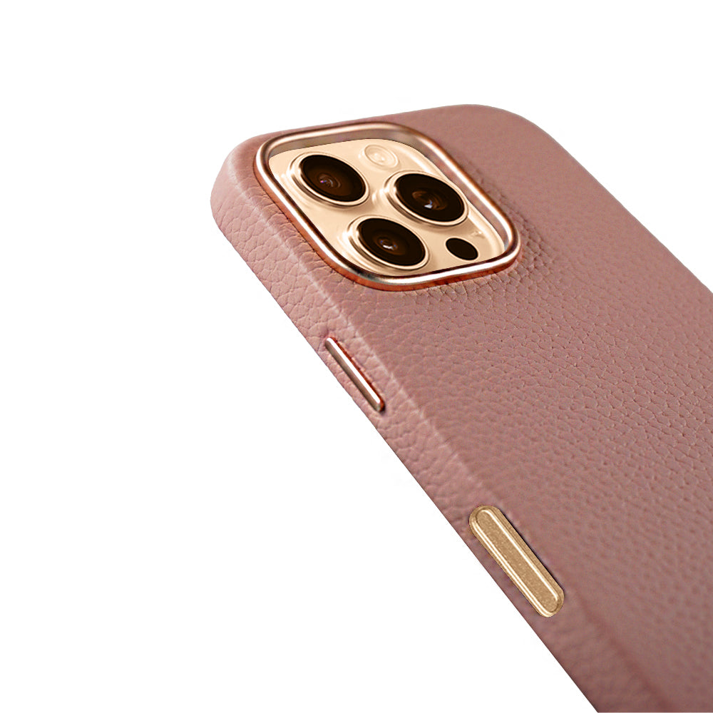 A-case Amur Genuine Leather case for iPhone 16 Series - Pink