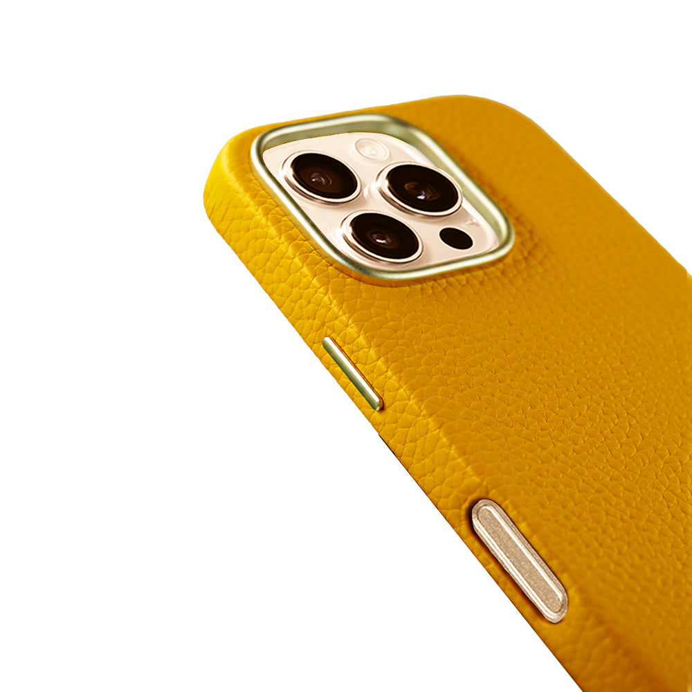 A-case Amur Genuine Leather case for iPhone 16 Series - Yellow