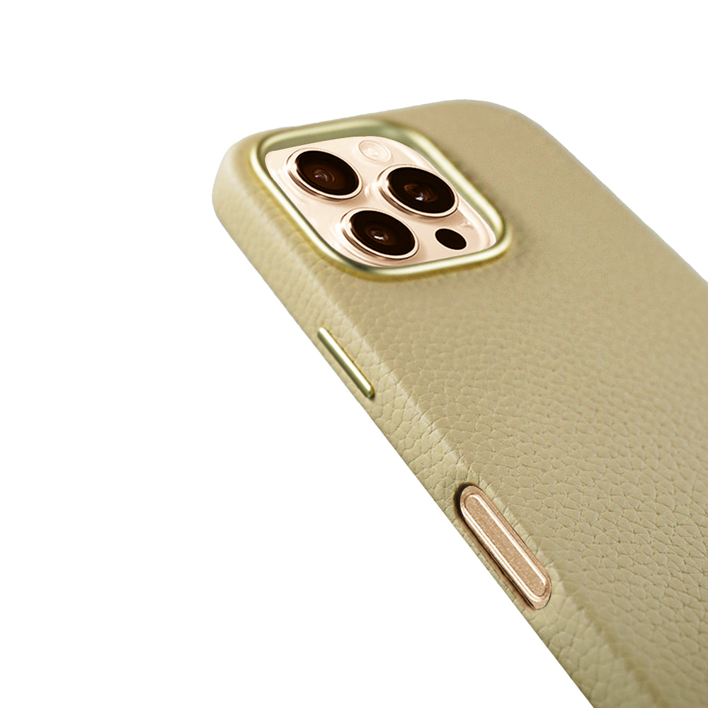 A-case Amur Genuine Leather case for iPhone 16 Series -Beige