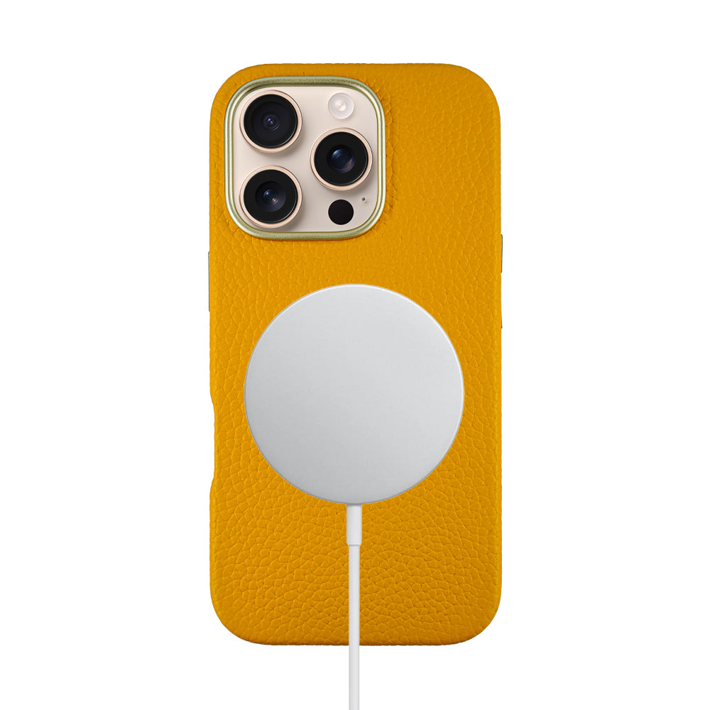 A-case Amur Genuine Leather case for iPhone 16 Series - Yellow