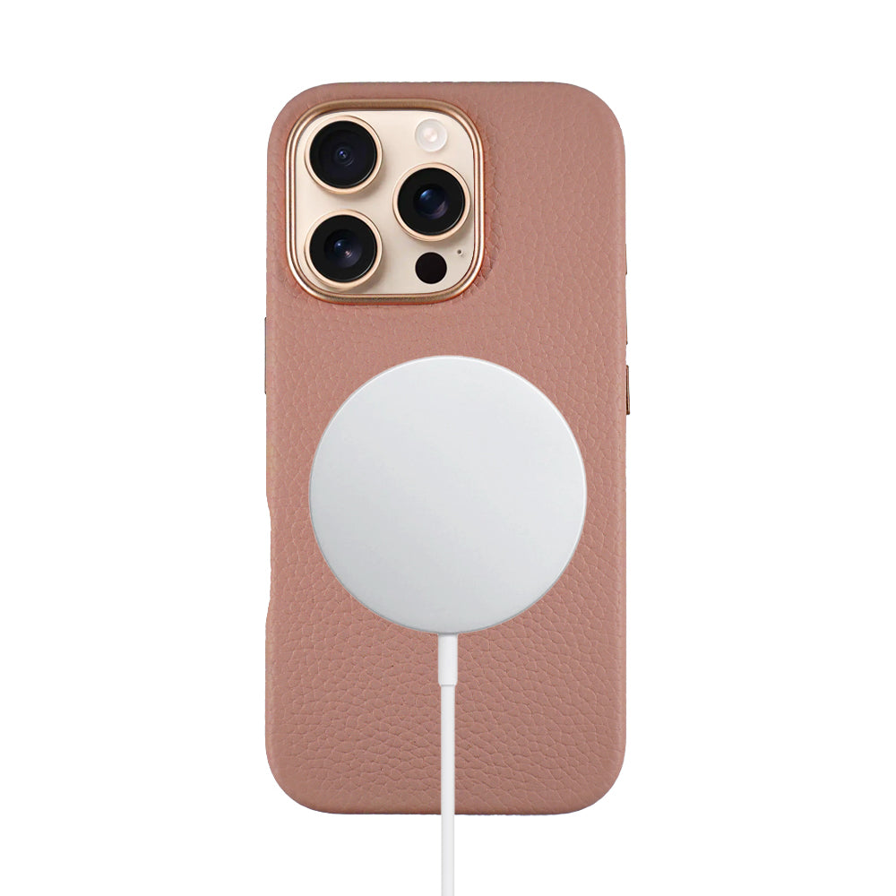 A-case Amur Genuine Leather case for iPhone 16 Series - Pink