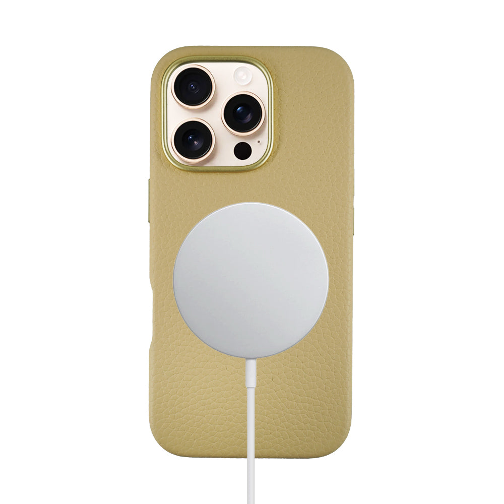 A-case Amur Genuine Leather case for iPhone 16 Series -Beige