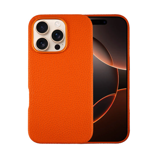 A-case Amur Genuine Leather case for iPhone 16 Series - Orange