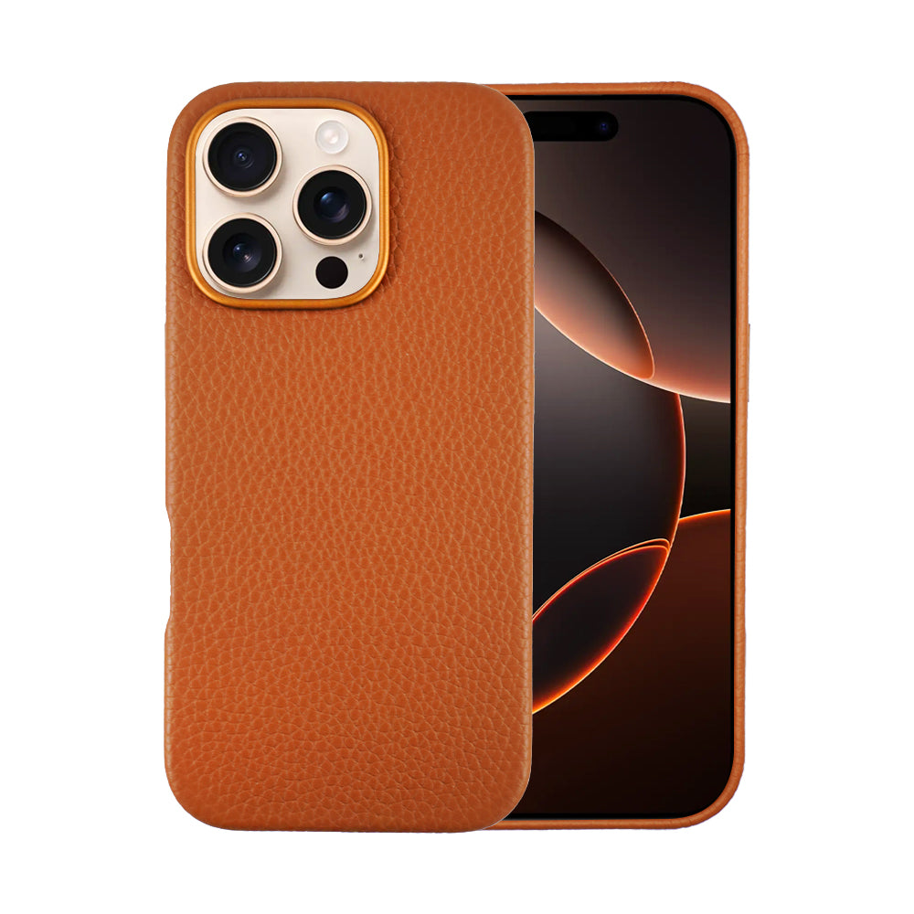 A-case Amur Genuine Leather case for iPhone 16 Series-Brown