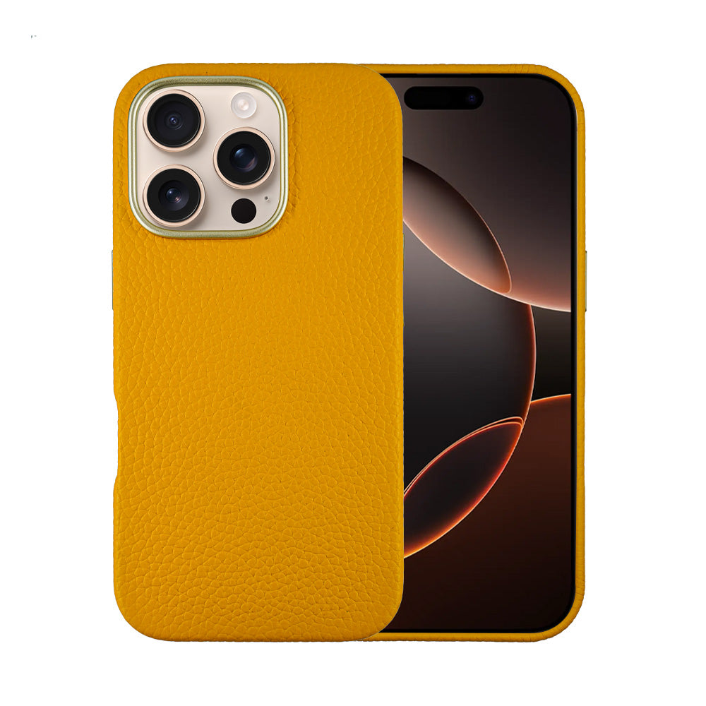 A-case Amur Genuine Leather case for iPhone 16 Series - Yellow