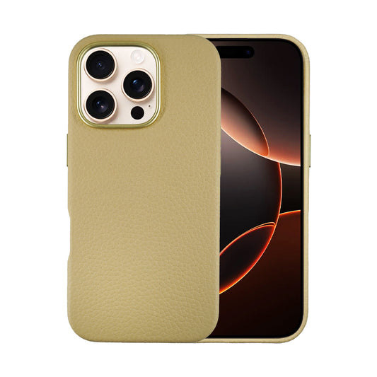 A-case Amur Genuine Leather case for iPhone 16 Series -Beige