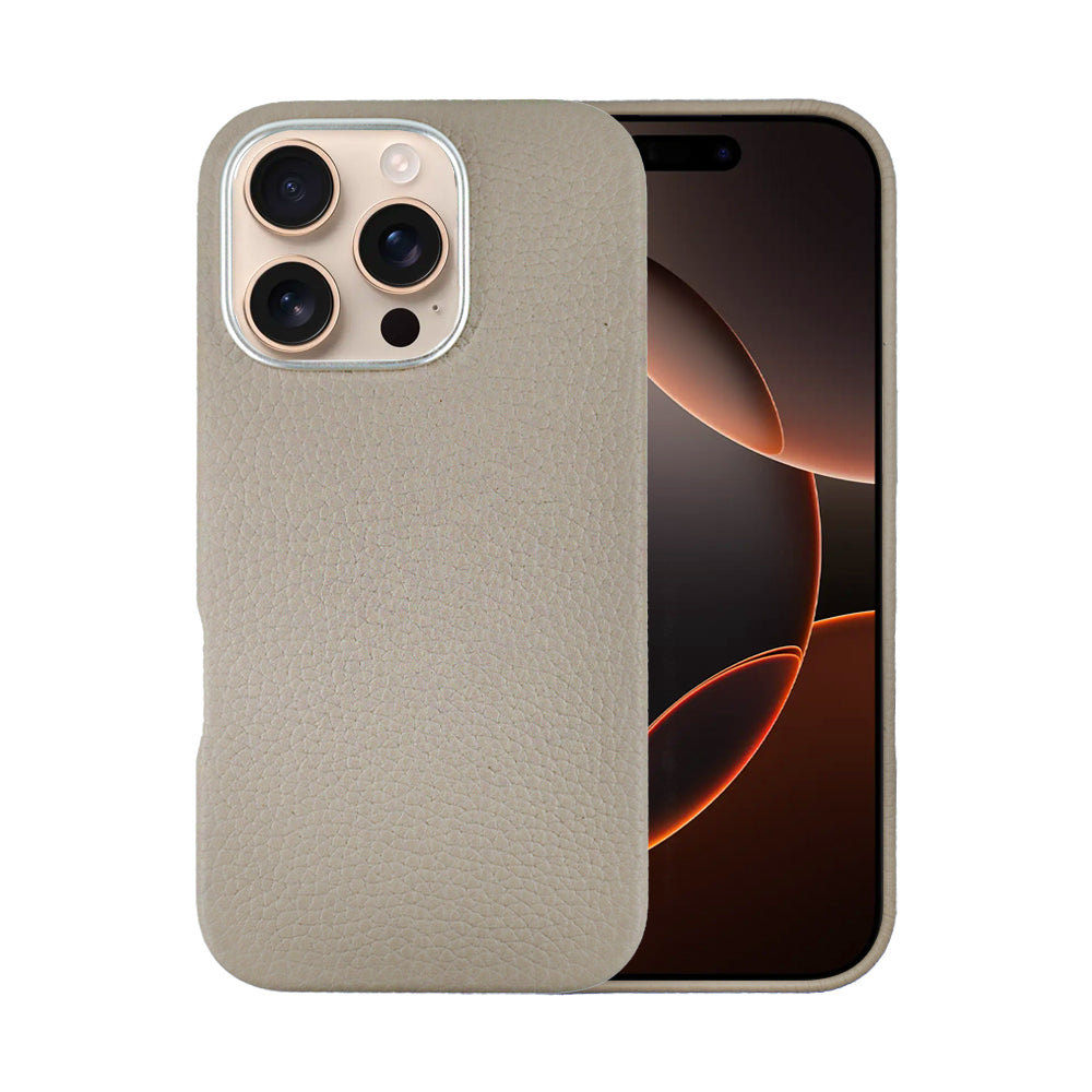 A-case Amur Genuine Leather case for iPhone 16 Series -Beige