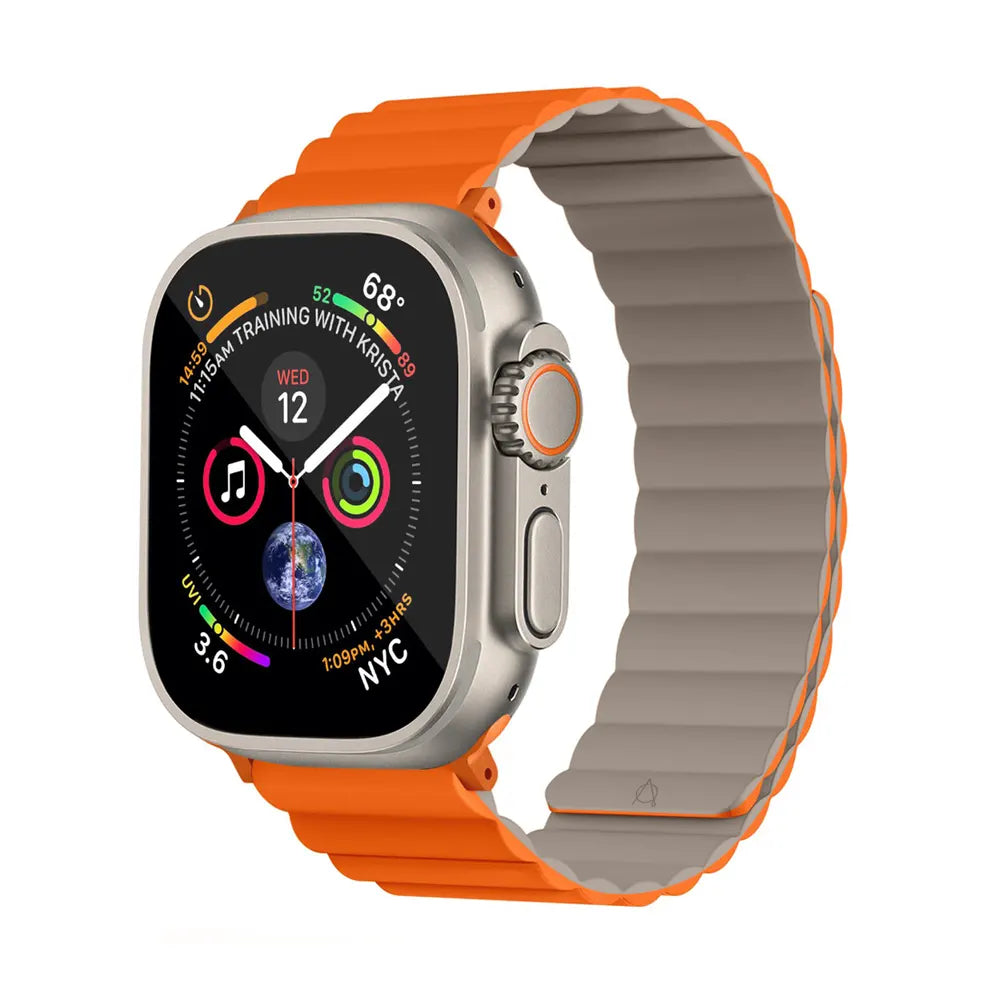 Invix Apple Watch Silicone Magnetic Band - Brown/Light Blue