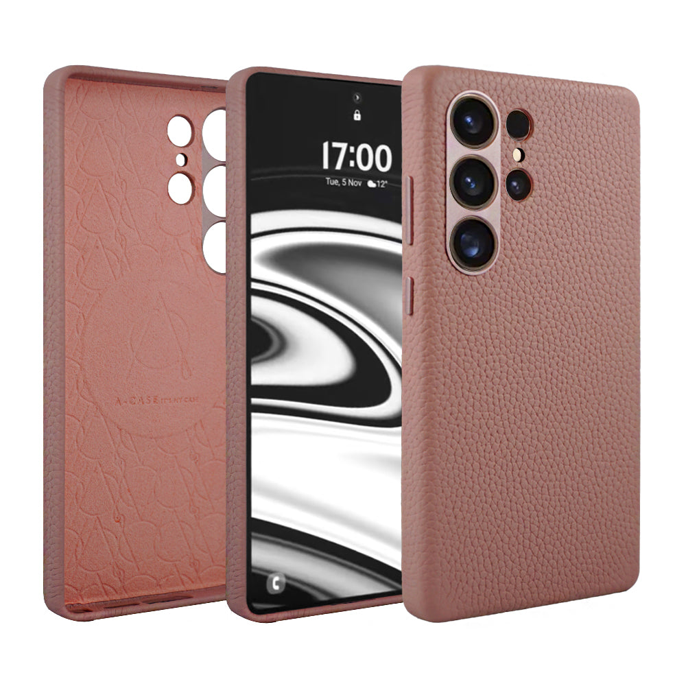 A-Case Amur Genuine Leather Case for Galaxy S25 Ultra - Pink