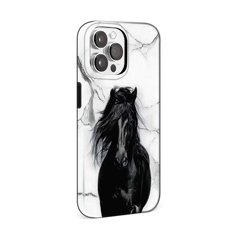 Wild Series IMD Printed Protective Case for Apple iPhone 15 Pro Max-(Black Horse)