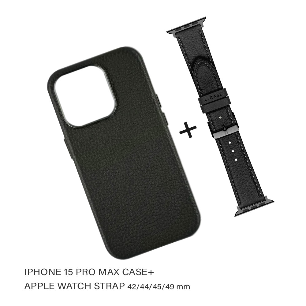 Amur  Bundle pack for iPhone 15 Series Case & Apple Watch Strap 42/44/45/49MM -Black