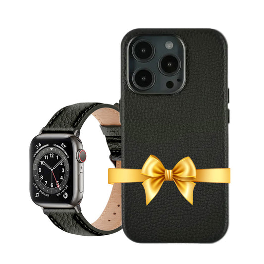Amur  Bundle pack for iPhone 15 Series Case & Apple Watch Strap 42/44/45/49MM -Black