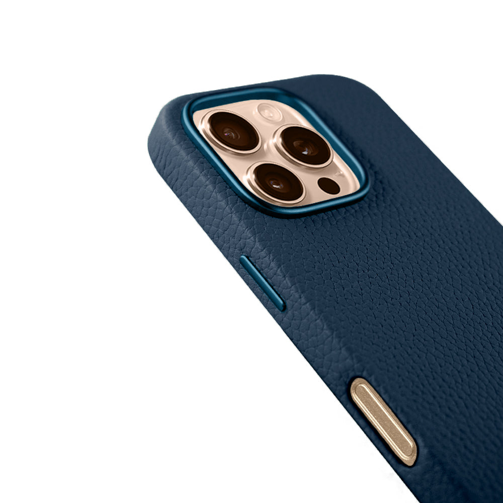 A-case Amur Genuine Leather case for iPhone 16 Series - Navy