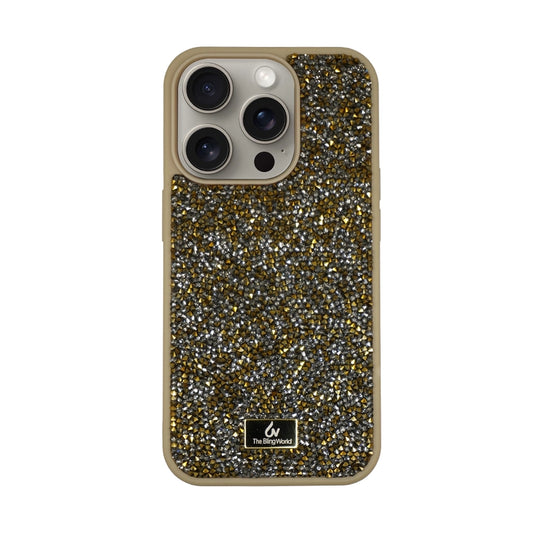 Crystal Studded Phone Case for iPhone 15 pro Max -Gold