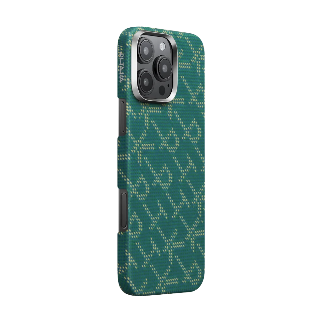 Pitaka  Monogram  Case for iPhone 16 Series- Gold/Green