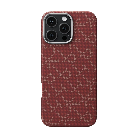 Pitaka  Monogram  Case for iPhone 16 Series- Gold/Red