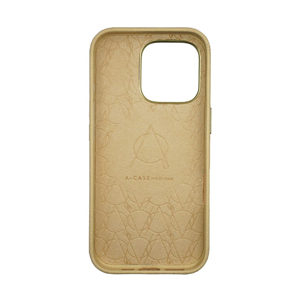 A-case Amur Genuine Leather case for iPhone 16 Series -Beige