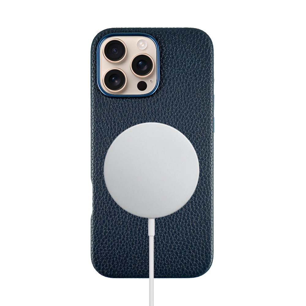 A-case Amur Genuine Leather case for iPhone 16 Series - Navy