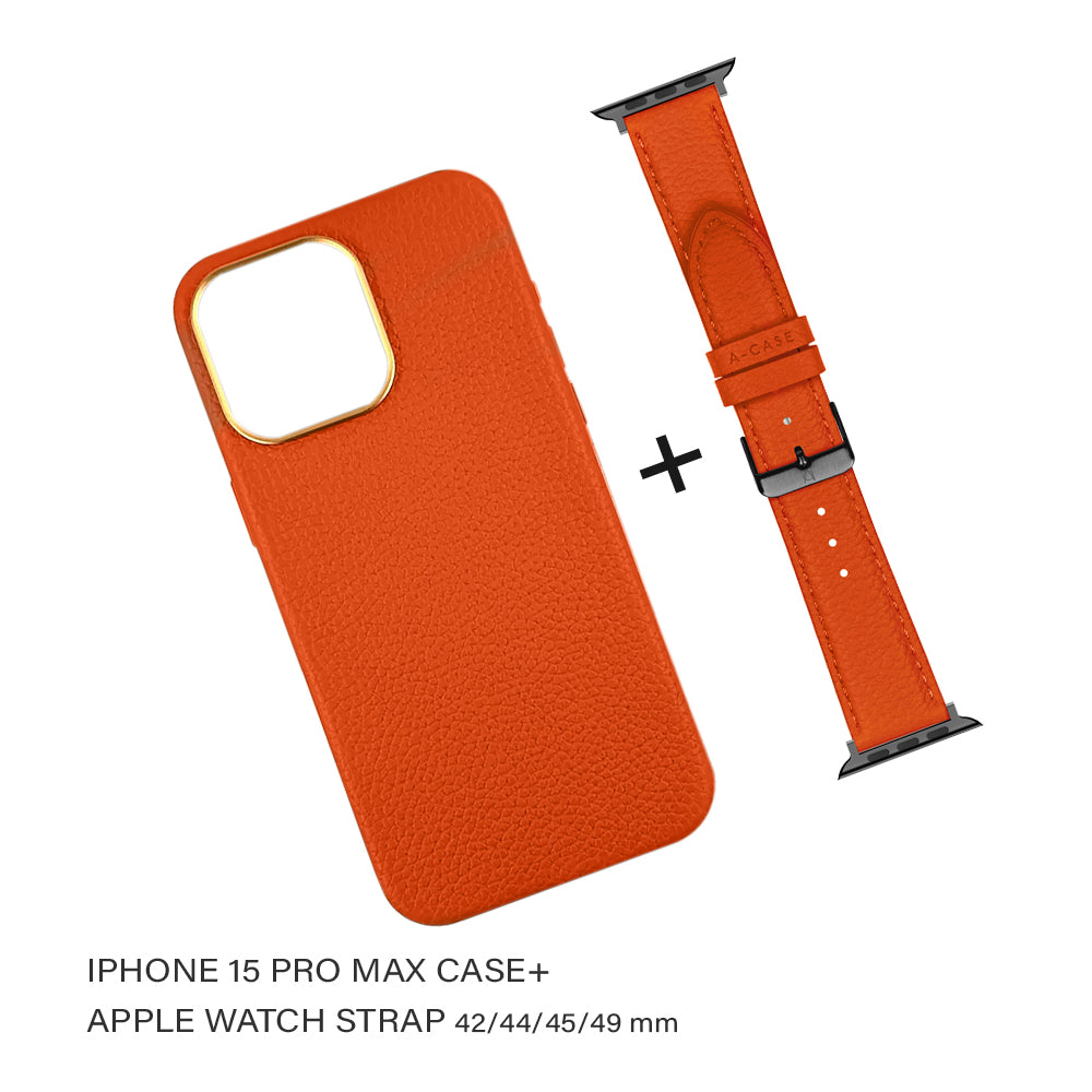 Amur  Bundle pack for iPhone 15 Series Case & Apple Watch Strap 42/44/45/49MM -Orange