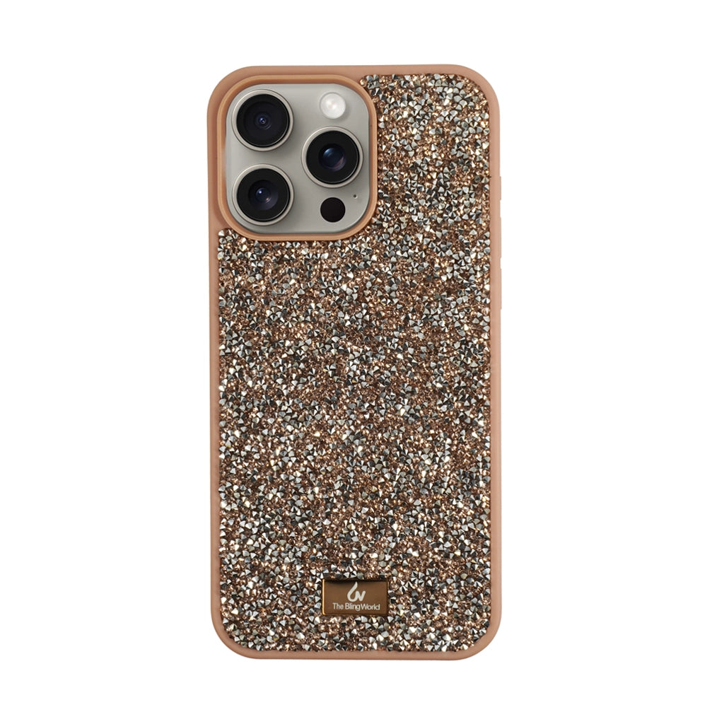 Crystal Studded Phone Case for iPhone 15 pro Max -Rose Gold