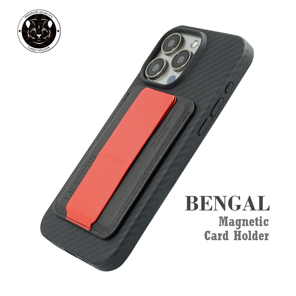 Bengal Card Holder with Magnetic Grip and Extendable Stand-Red