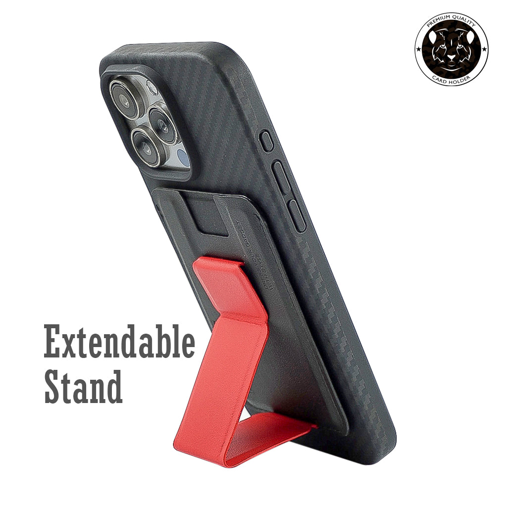 Bengal Card Holder with Magnetic Grip and Extendable Stand-Red