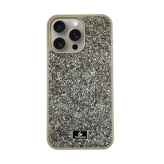 Crystal Studded Phone Case for iPhone 15 pro Max -Silver