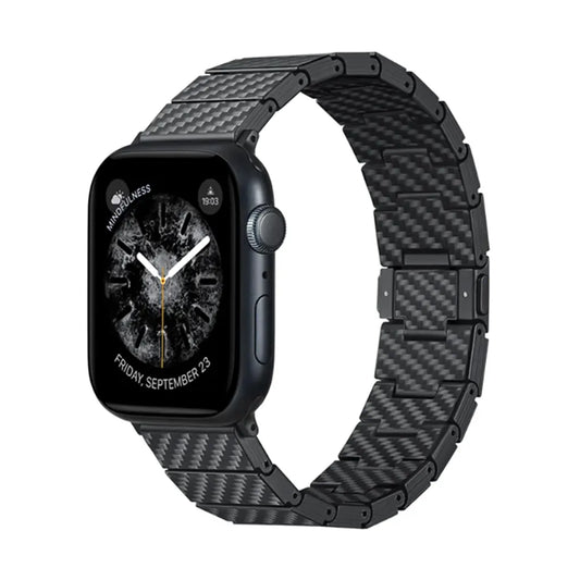 Carbon Fiber Watch Band Compatible with iWatch Series 9-1, SE, Ultra and Ultra 2- Genuine Black