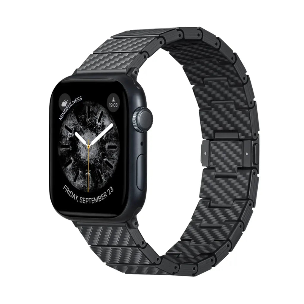 Carbon Fiber Watch Band Compatible with iWatch Series 9-1, SE, Ultra and Ultra 2- Genuine Black